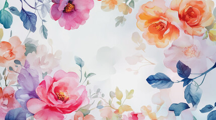 watercolor botanical Lisianthus flowers texture template background.Elegant wedding invitation card background . Minimal hand painted Design for wedding or Valentine's Day