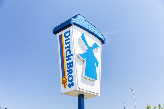 Sevierville, TN, USA - April 13, 2025: Dutch Bros is a drive thru coffee chain with over a thousand locations across the United States featuring coffee and energy drinks.