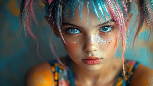 Colorful Woman Portrait Artistic Fantasy Style