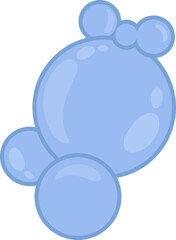 Blue circular bubbles with a merged, overlapping arrangement, creating reflections on the surface.