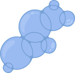 Eight blue soap bubbles merged with visible reflections, forming a connected bubble group.