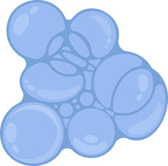 Group of blue soap bubbles in a connected form with visible reflections and circular contours.