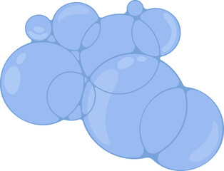 Cluster of multiple soap bubbles overlapping in a merged group, displaying reflective and fluid characteristics.