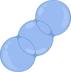 Three soap bubbles aligned in a line and merged with fluid, reflective properties.