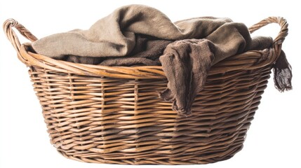 Obraz premium Wicker laundry basket filled with clothes (2)