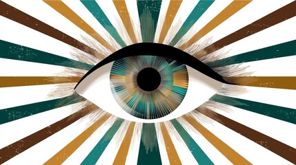 Background design for World Glaucoma Week in flat illustration style showing a healthy eye with radiating lines representing vision care and early detection’ becomes ‘Flat illustration style
