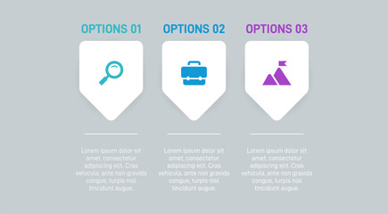 Horizontal progress bar featuring 3 arrow-shaped elements, symbolizing three six stages of business strategy and progression. Clean timeline infographic design template. Vector for presentation