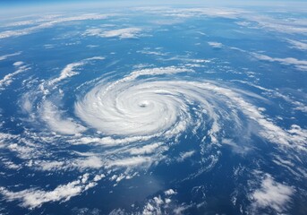 Aerial View of a Powerful Hurricane Over the Ocean