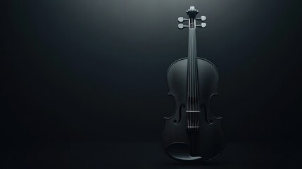 Naklejka premium Elegant violin. Musical instrument, dark background, for symphony concert or poster
