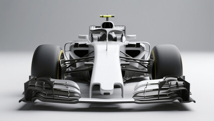 white formula 1 car isolated on white background.