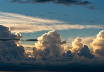Dramatic Cloudscape at Sunset with Golden Light