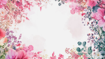 watercolor botanical Lisianthus flowers texture template background.Elegant wedding invitation card background . Minimal hand painted Design for wedding or Valentine's Day
