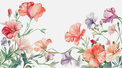 watercolor botanical Lisianthus flowers texture template background.Elegant wedding invitation card background . Minimal hand painted Design for wedding or Valentine's Day
