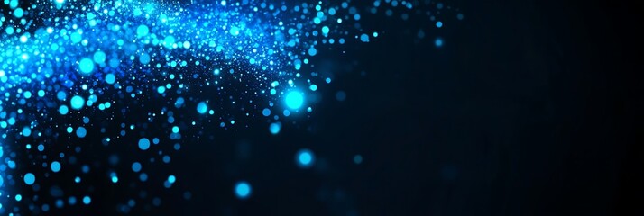 Abstract Background with Glowing Blue Particles on Dark Gradient Backdrop
