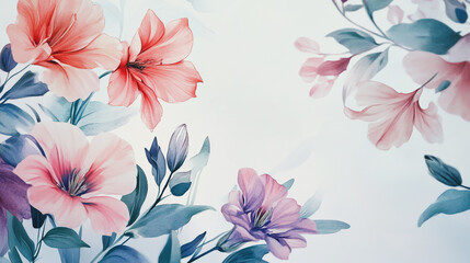 watercolor botanical Lisianthus flowers texture template background.Elegant wedding invitation card background . Minimal hand painted Design for wedding or Valentine's Day