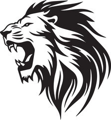 Silhouette Lion Roar Face with Hair Clip Art