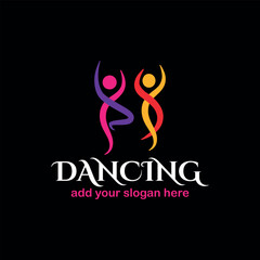 romantic couple dance logo design logo vector