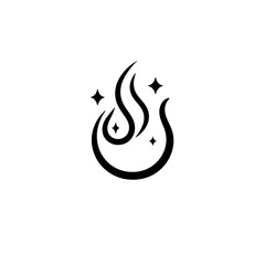 Minimalist eco-friendly icon of floating Save Water, black line art with gradient blue and green elements on a clean white background