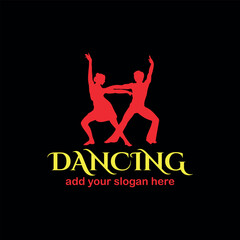 romantic couple dance logo design logo vector
