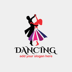 romantic couple dance logo design logo vector