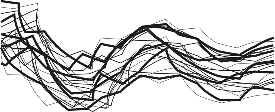 Wavy parallel lines glowing in a neon-inspired flow pattern.