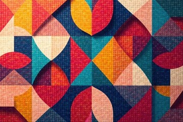 Simple geometric shapes repeat in a textile design , art, abstract, element