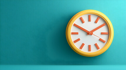 Yellow Pixel Art Clock on Teal Wall