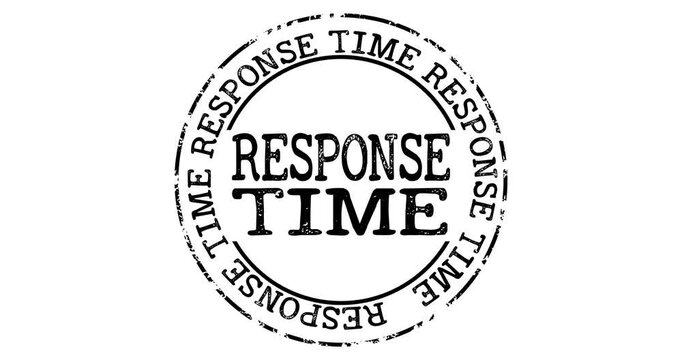 Black and White Stamped Response Time Text in a Circular Design