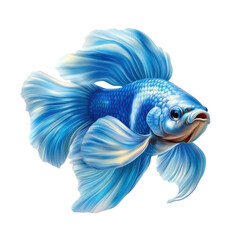Fototapeta premium Blue betta fish swimming with transparent background