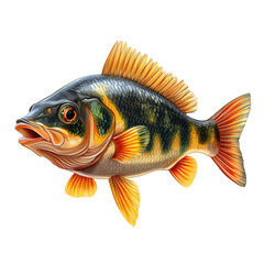 Fototapeta premium Cichla ocellaris, also known as peacock bass, swimming with transparent background