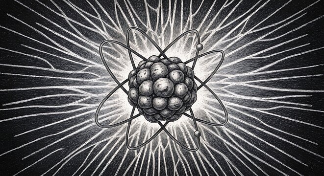 Atom illustration scientific graphic for educational purpose