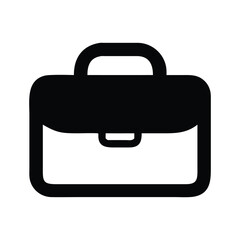 Black Briefcase Silhouette with Handle and Secure Lock, Professional Business Symbol, Minimalist Work Bag Black Briefcase Silhouette Design. 