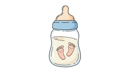 Baby bottle illustration pastel baby design