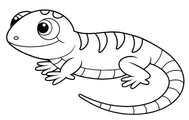 desert lizard. Cartoon Lizard Coloring Page for Kids, Outline Drawing with Big Eyes, Striped Back and Long Tail, Fun Educational Activity, Animal Art for Children's Learning and Creativity

