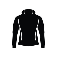 Black Hoodie Silhouette with Front Pocket and Drawstrings, Casual Fashion Icon, Minimalist Apparel Illustration, Stylish Urban Wear Symbol, Sportswear Black Hoodie Silhouette Concept