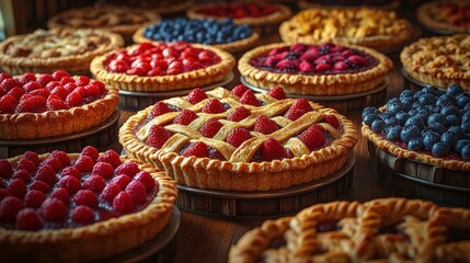 Fototapeta premium Assorted fruit pies, sweet and delicious