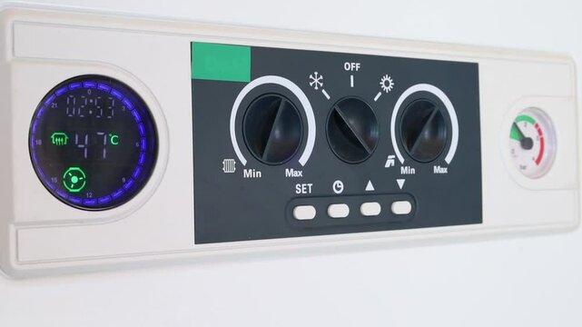Gas boiler control panel, operating time
