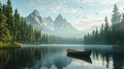 Serene Mountain Lake Peaceful Landscape Tranquil Nature Scene Breathtaking View Stunning Scenery Picturesque Wilderness Amazing Panorama Beautiful    