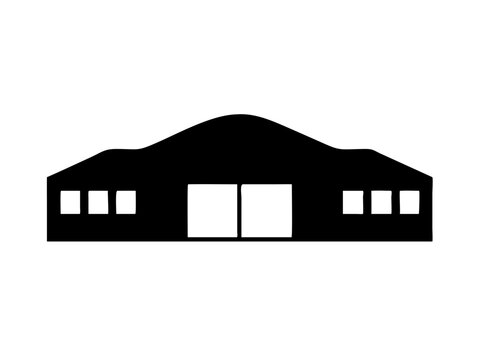 Commercial Building Warehouse Silhouette Icon