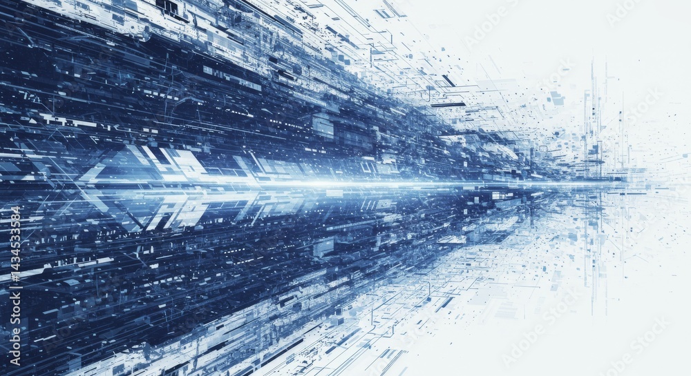 Fototapete data stream - abstract of a futuristic data stream, depicting high-speed data transfer and technolog