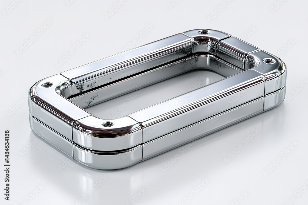 Poster metallic rectangular object with shiny surface reflecting light, showcasing modern design elements a