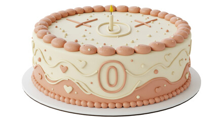 Isolated Birthday Cake with Candle Celebration Dessert