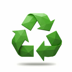 Obraz premium Green geometric recycling symbol in 3D style 