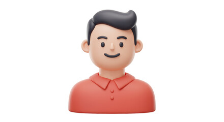 Isolated Smiling Man Avatar with Red Polo Shirt
