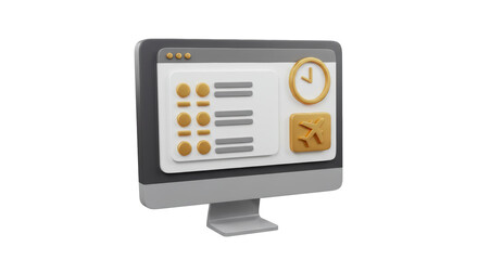 Isolated Computer Screen Displaying Flight Schedule Interface