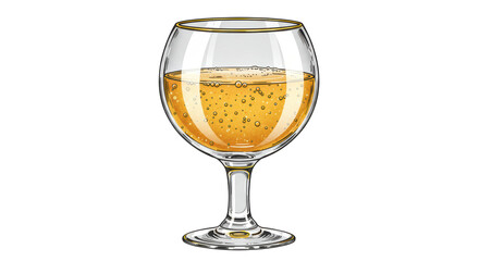 Isolated Elegant Glass of Sparkling White Wine