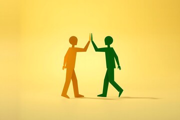 Business Team Celebrating Success with High Five Gesture in Team Building Concept and Copy Space for Text