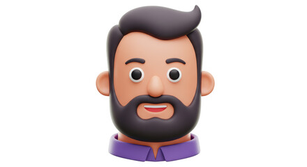 Isolated Cartoon Man Face with Beard