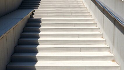 Architectural White Stairs Ascending in Sunlight - Abstract Urban Design for Modern Buildings, Construction Projects and Step-by-Step Guides, Conveying Minimalism.