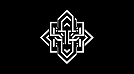 Symmetrical decorative abstract pattern, isolated against dark for elegant design projects